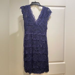 Le Chateau, Navy Beaded Lace Gatsby Dress, Size Small